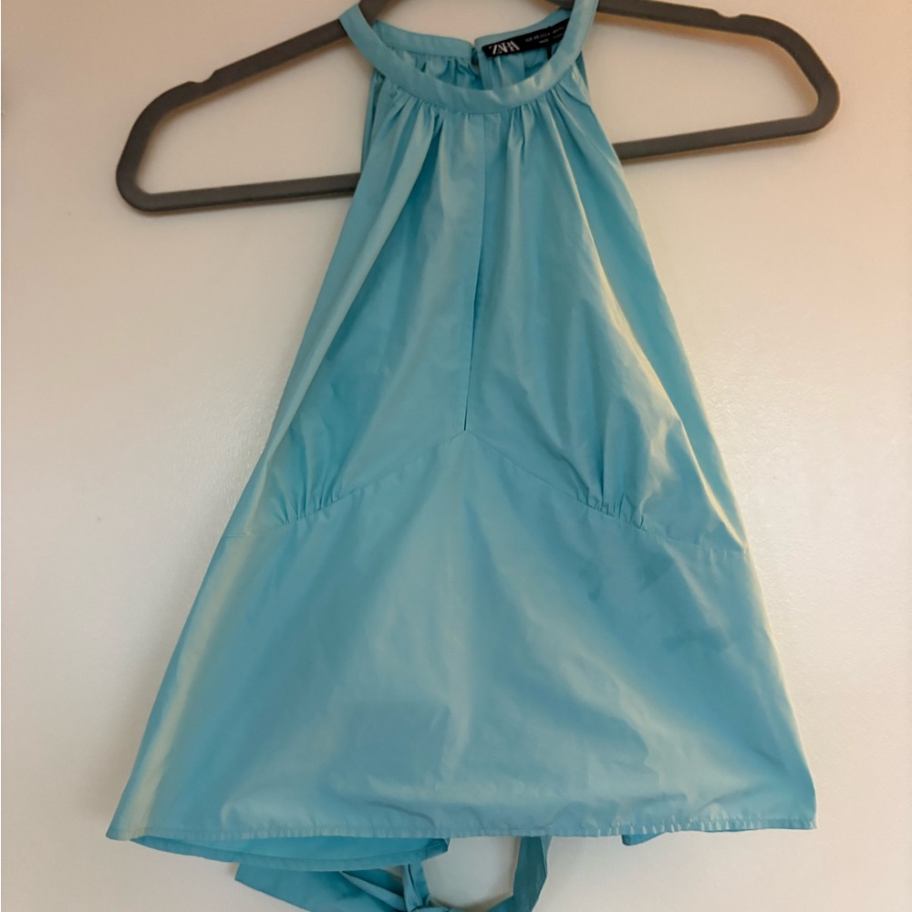Zara Sky Blue Sleeveless Top